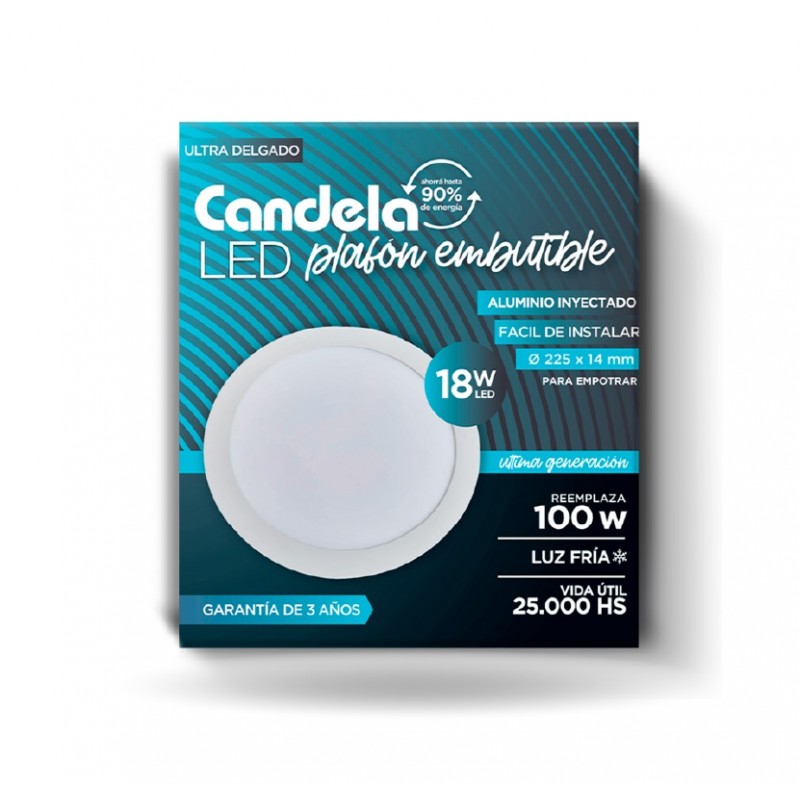 Panel Led W Redondo Embutir Luz Fria Candela